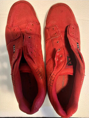 Samuel & Kevin Men's Red Canvas Lace-Up Sneakers, Round Toe, EU 44 10.5